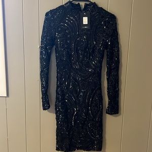 Size S black sequin NYE mini dress